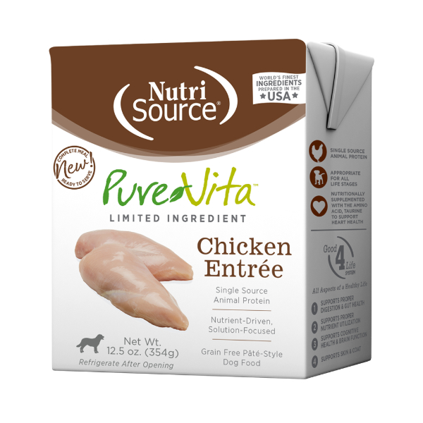 Nutrisource PureVita Chicken Entrée Paté Dog Food 354g