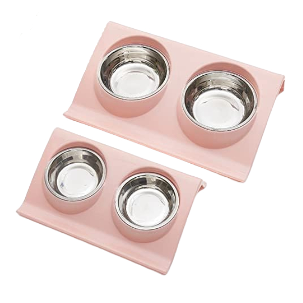 Vencor-Comedero Doble De Acero Inoxidable talla S 29X18,5X6,2CM