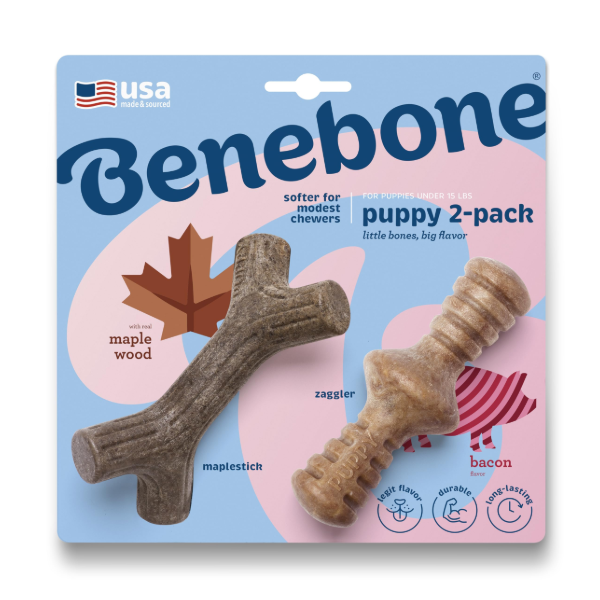 Benebone Puppy 2-Pack Maplestick/Zaggler Bacon Tiny