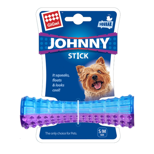 Gigwi Small Johnny Stick 'Squeaker' transparent purple/blue