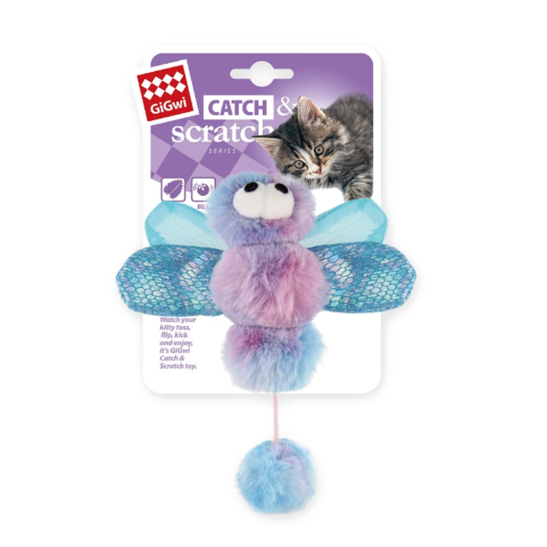 Gigwi Catch n scratch with catnip pink/blue- Dragonfly