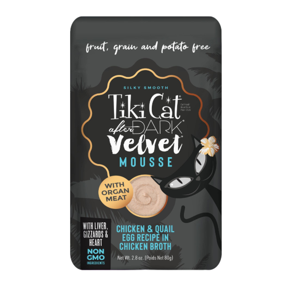 Tiki Cat After Dark Velvet Mousse Chicken And Quail Egg Recipe In Chicken Broth Pouch