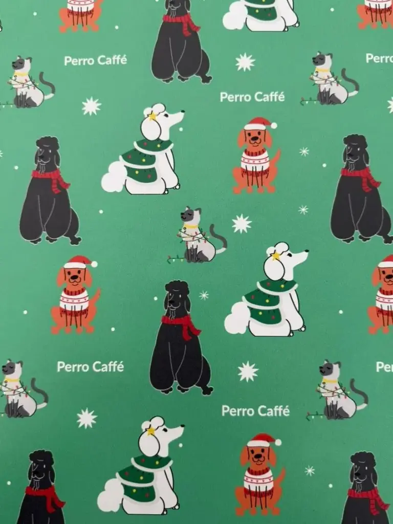 Papel de regalo Perro Caffé verde (pliego)