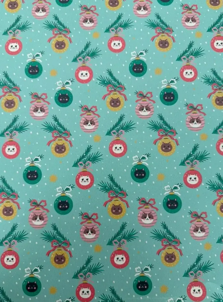Papel de regalo gato esferas (pliego)