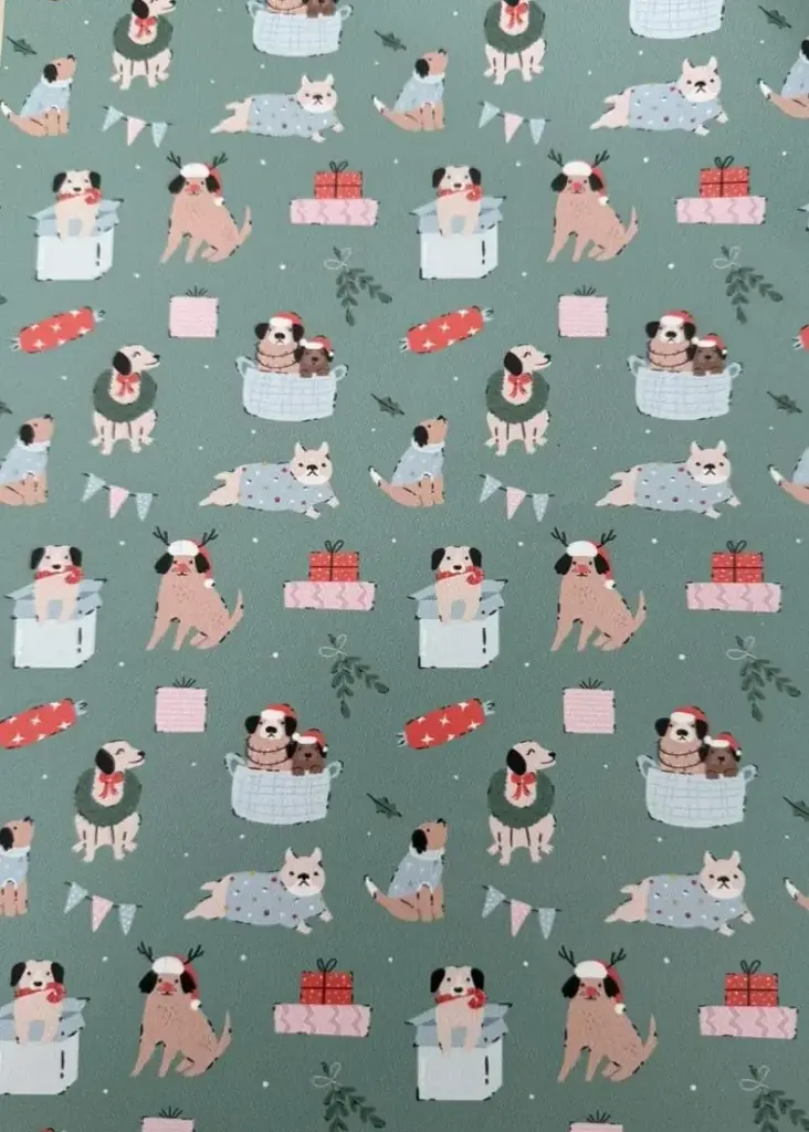 Papel de regalo perros gris oscuro (pliego)