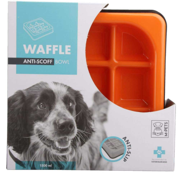 M-Pets Plato Waffle -Bocados Despacio (Naranja)