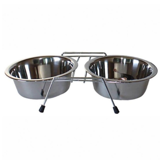 [744118700482] Comedero doble rack con 2 platos de 1.8L (2 cuartas)