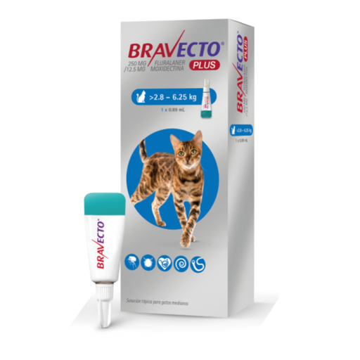 [PT-8620] Bravecto Gato Plus 250 Mg (2.8Kg a 6.25Kg)