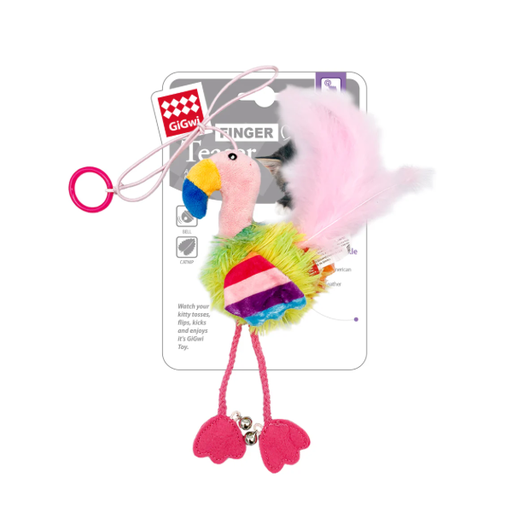 [7471] Gigwi Finger Teasr Flamingo Catnip Inside And Bell