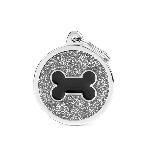 Myfamily Placa Shine Círculo Con Purpurina Hueso