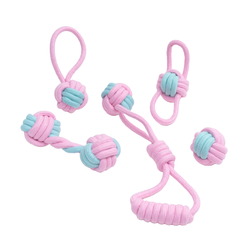 [AKP101] Aiko Pets Juguete Cotton Rope Set - Pink