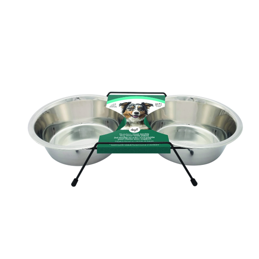 [73523] Dog It Plato Metal Doble Para Perro 3L