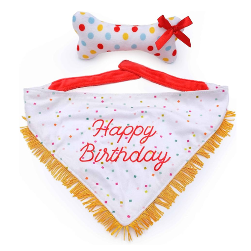 [ZP1600] ZippyPaws Birthday Bandana and Bone 2-Pack