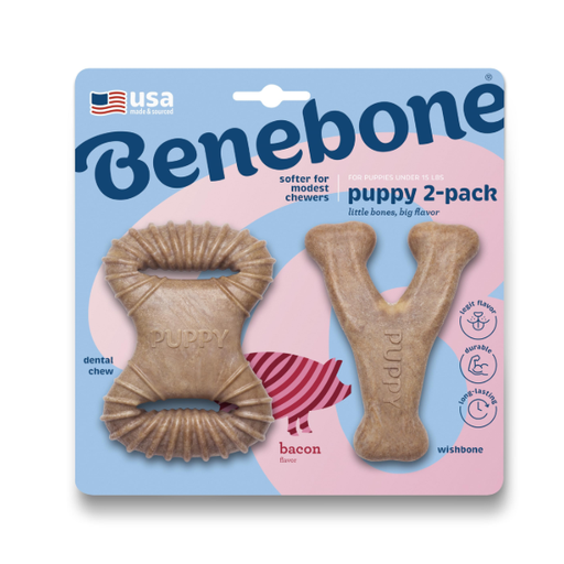 [640400] Benebone Puppy 2-Pack Dental Chew/Wishbone Bacon Tiny