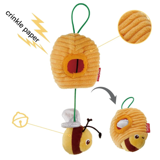 [7415] Gigwi Bee w/ Stump with Crinkle Paper/Rattle Plush