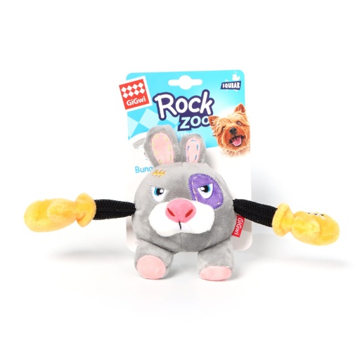 [6809] Gigwi Rock Zoo King Boxer Rabbit with Squeaker & Crinkle Papers