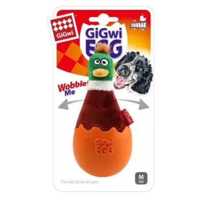 [8128] Gigwi - EGG Wobble Fun Brown duck TPR and Plush combination 