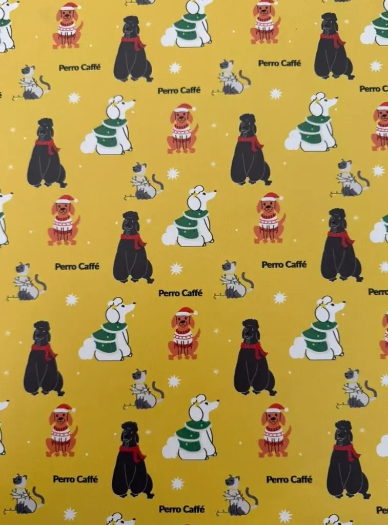 Papel de regalo Perro Caffé amarillo (pliego)
