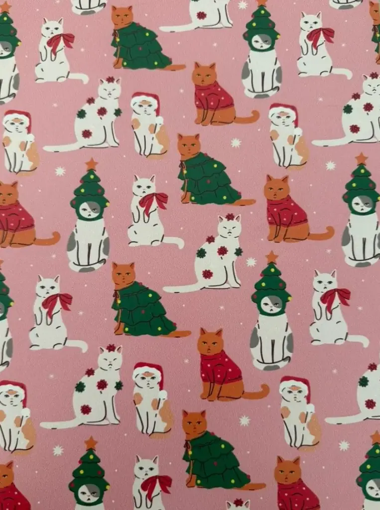 Papel de regalo gatos rosados (pliego)