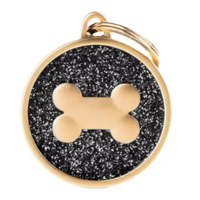 [8059571855627] My Family - Hueso Circulo Shine Satin Gold Negro Large