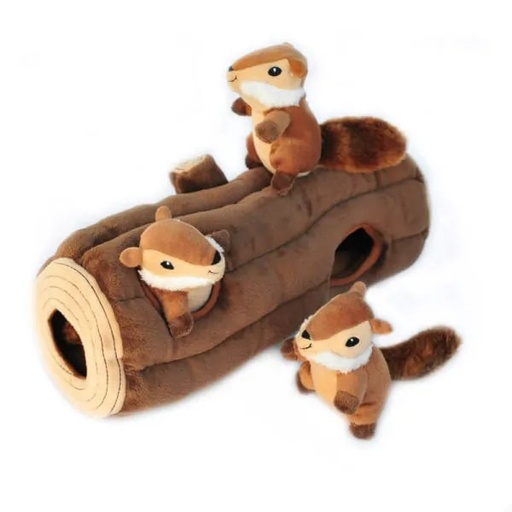 [ZP109] Zippy Burrow Log with 3 Chipmunks